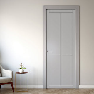 Image: Kora Panel Solid Wood Internal Door UK Made  DD0116P - Mist Grey Premium Primed - Urban Lite® Bespoke Sizes