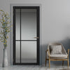 Lerens Solid Wood Internal Door UK Made  DD0117C Clear Glass - Shadow Black Premium Primed - Urban Lite® Bespoke Sizes