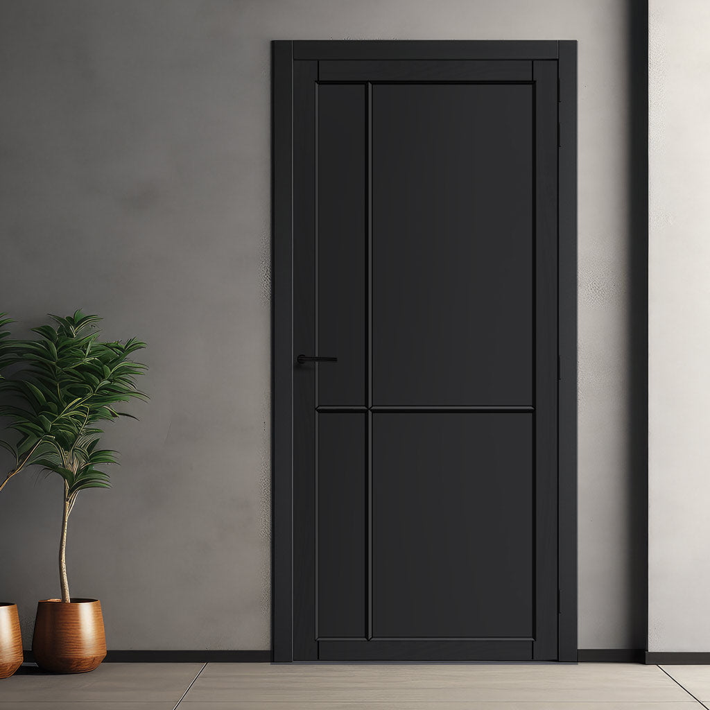 Lerens Panel Solid Wood Internal Door UK Made  DD0117P - Shadow Black Premium Primed - Urban Lite® Bespoke Sizes