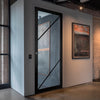 Aria Solid Wood Internal Door UK Made  DD0124C Clear Glass - Shadow Black Premium Primed - Urban Lite® Bespoke Sizes