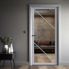 Aria Solid Wood Internal Door UK Made  DD0124C Clear Glass - Mist Grey Premium Primed - Urban Lite® Bespoke Sizes