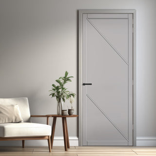 Image: Aria Panel Solid Wood Internal Door UK Made  DD0124P - Mist Grey Premium Primed - Urban Lite® Bespoke Sizes