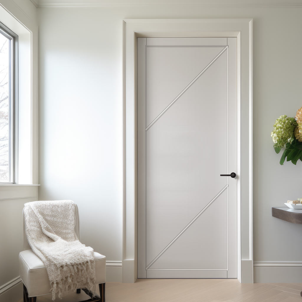 Aria Panel Solid Wood Internal Door UK Made  DD0124P - Cloud White Premium Primed - Urban Lite® Bespoke Sizes