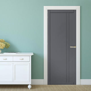 Image: Milano Panel Solid Wood Internal Door UK Made  DD0101P - Stormy Grey Premium Primed - Urban Lite® Bespoke Sizes