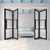 Four Folding Doors & Frame Kit - Tribeca 3 Pane Black Primed 2+2 - Clear Reeded Glass