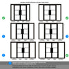 BlackRoom Divider - Tribeca 3 Pane Clear Glass Prefinished Door Pair with Full Glass Sides