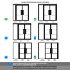 ThruEasi Black Room Divider - Tribeca 3 Pane Clear Glass Prefinished Door Pair with Full Glass Side