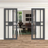 Double Sliding Door & Premium Wall Track - Eco-Urban® Tromso 8 Pane 1 Panel Doors DD6402G Clear Glass - 6 Colour Options