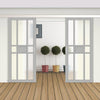 Double Sliding Door & Premium Wall Track - Eco-Urban® Tromso 8 Pane 1 Panel Doors DD6402SG Frosted Glass - 6 Colour Options