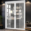 Tula Solid Wood Internal Door Pair UK Made DD0104C Clear Glass - Cloud White Premium Primed - Urban Lite® Bespoke Sizes