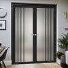Tula Solid Wood Internal Door Pair UK Made DD0104F Frosted Glass - Shadow Black Premium Primed - Urban Lite® Bespoke Sizes