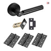 Turin Door Lever Handle Pack - 3 Square Hinges - Matt Black