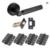 Turin Door Lever Handle Pack - 4 Radius Cornered Hinges - Matt Black