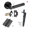 Turin Double Door Lever Handle Pack - 6 Radius Cornered Hinges - Matt Black - Combo Handle and Accessory Pack