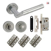 Turin Door Lever Bathroom Handle Pack - 3 Radius Cornered Hinges - Satin Finish