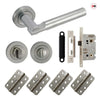 Turin Door Lever Bathroom Handle Pack - 4 Radius Cornered Hinges - Satin Finish