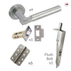 Turin Double Door Lever Handle Pack - 6 Radius Cornered Hinges - Satin Finish - Combo Handle and Accessory Pack