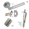 Turin Double Door Lever Handle Pack - 8 Radius Cornered Hinges - Satin Finish - Combo Handle and Accessory Pack