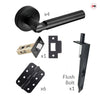 Turin Double Door Lever Handle Pack - 6 Radius Cornered Hinges - Matt Black - Combo Handle and Accessory Pack