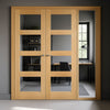 Oak Room Divider - Coventry Shaker Glazed Unfinished Door Pair with Full Glass Side - 2018mm High - Multiple Widths