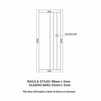 Rails, stiles and glazing bars sizes diagram