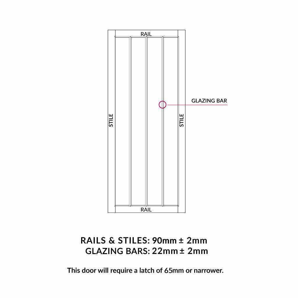 Rails, stiles and glazing bars sizes diagram