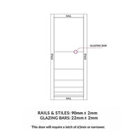 Rails, stiles and glazing bars sizes diagram