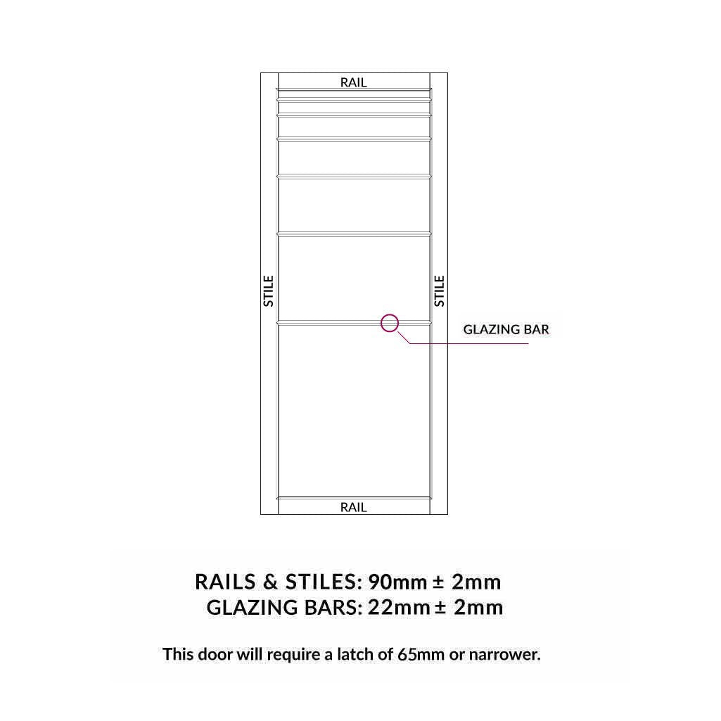 Rails, stiles and glazing bars sizes diagram