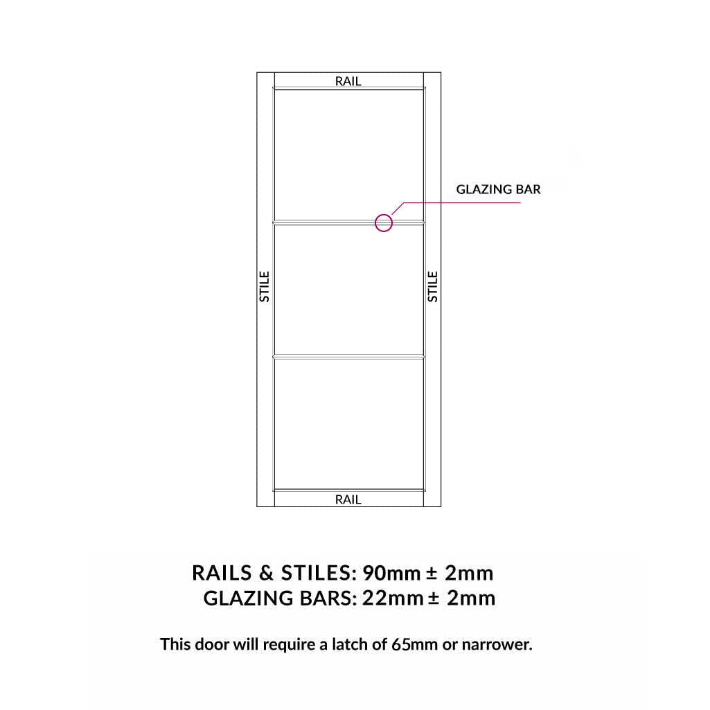Rails, stiles and glazing bars sizes diagram