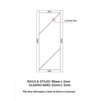 Rails, stiles and glazing bars sizes diagram