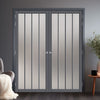 Adiba Solid Wood Internal Door Pair UK Made DD0106F Frosted Glass - Stormy Grey Premium Primed - Urban Lite® Bespoke Sizes