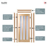 EasiKit Internal Door and Frame Kit - Utah 3 Pane Oak Internal Door - Frosted Glass