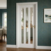 Utah 3 Panel Internal Door - Clear Glass - White Primed