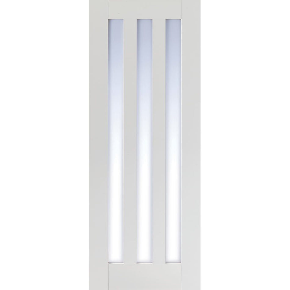 EasiKit Internal Door and Frame Kit - Utah 3 Panel Internal Door - Clear Glass - White Primed