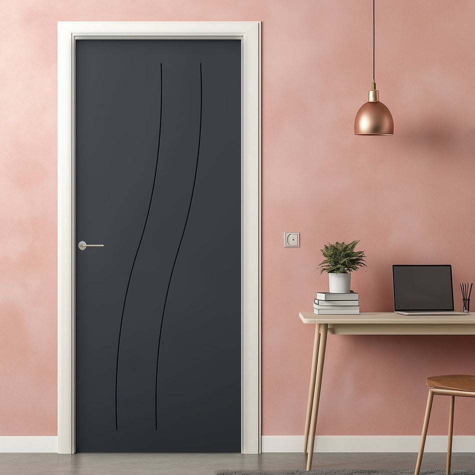 V-Line® Grooved Flush Door V076 - Premium Primed - Six Colour Options
