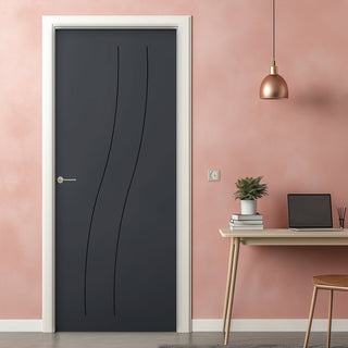 Image: V-Line® Grooved Flush Door V076 - Premium Primed - Six Colour Options