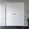 V-Line® Grooved Flush Door Pair V006 - Premium Primed - Six Colour Options