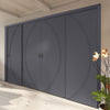 Four Sliding Minimal Wardrobe Doors & Frame Kit - V-Line® Grooved Flush Door V008 - Premium Primed - Six Colour Options