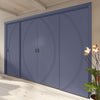 Four Sliding Maximal Wardrobe Doors & Frame Kit - V-Line® Grooved Flush Door V008 - Premium Primed - Six Colour Options