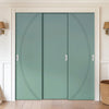 Three Sliding Minimal Wardrobe Doors & Frame Kit - V-Line® Grooved Flush Door V008/BL - Premium Primed - Six Colour Options