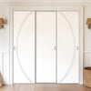 Three Sliding Minimal Wardrobe Doors & Frame Kit - V-Line® Grooved Flush Door V008/BL - Premium Primed - Six Colour Options