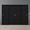 Four Sliding Minimal Wardrobe Doors & Frame Kit - V-Line® Grooved Flush Door V011 - Premium Primed - Six Colour Options