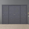 Four Sliding Minimal Wardrobe Doors & Frame Kit - V-Line® Grooved Flush Door V011 - Premium Primed - Six Colour Options