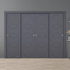 Four Sliding Minimal Wardrobe Doors & Frame Kit - V-Line® Grooved Flush Door V011 - Premium Primed - Six Colour Options