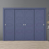Four Sliding Minimal Wardrobe Doors & Frame Kit - V-Line® Grooved Flush Door V011 - Premium Primed - Six Colour Options