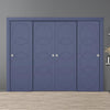 Four Sliding Minimal Wardrobe Doors & Frame Kit - V-Line® Grooved Flush Door V011 - Premium Primed - Six Colour Options
