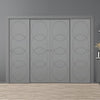 Four Sliding Minimal Wardrobe Doors & Frame Kit - V-Line® Grooved Flush Door V011 - Premium Primed - Six Colour Options
