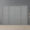 Four Sliding Minimal Wardrobe Doors & Frame Kit - V-Line® Grooved Flush Door V011 - Premium Primed - Six Colour Options