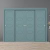 Four Sliding Maximal Wardrobe Doors & Frame Kit - V-Line® Grooved Flush Door V011 - Premium Primed - Six Colour Options
