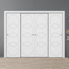 Four Sliding Minimal Wardrobe Doors & Frame Kit - V-Line® Grooved Flush Door V011 - Premium Primed - Six Colour Options